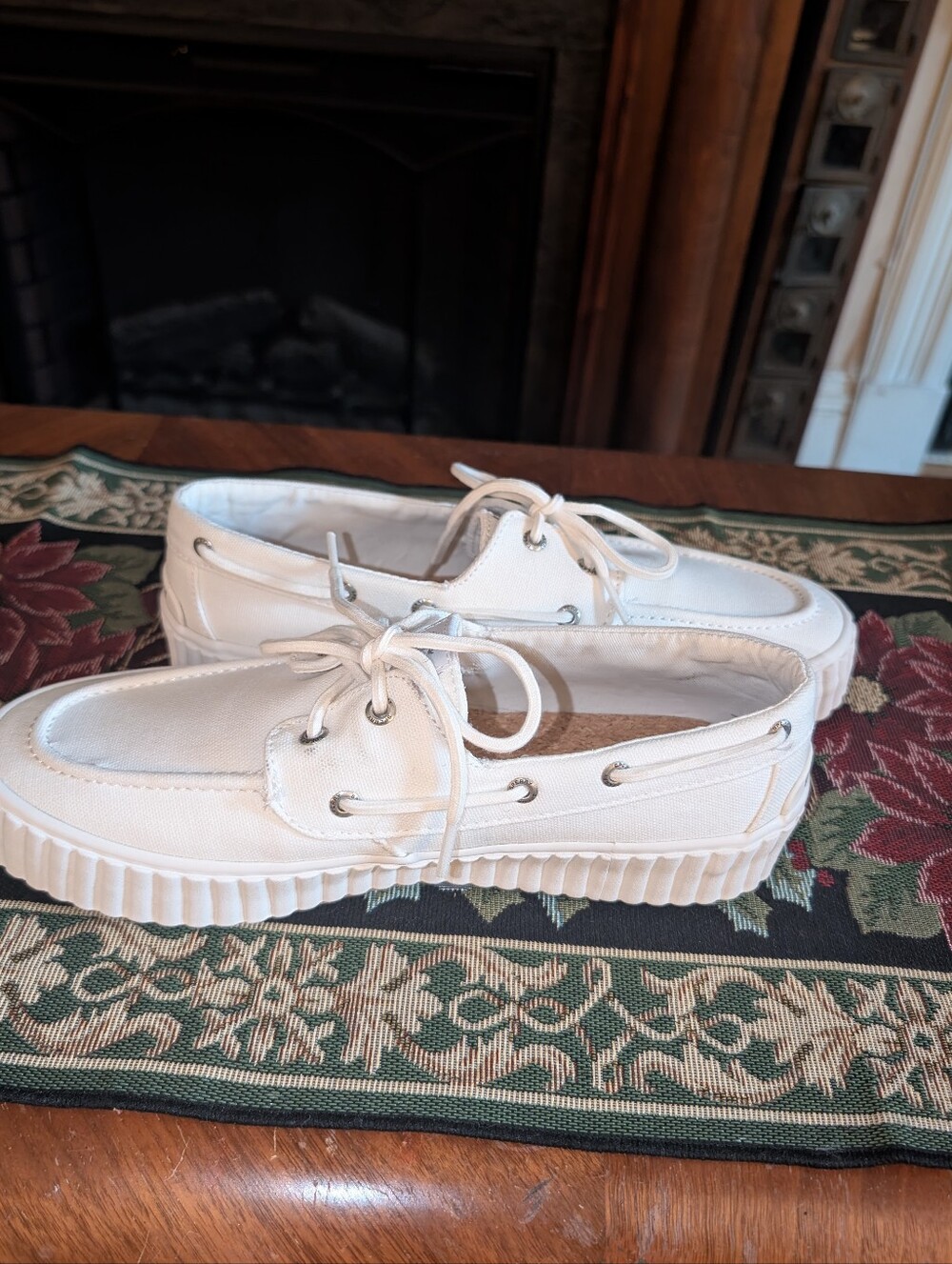 Sperry Seacycled White Canvas Boat Shoes Women's 9.5 Memory Foam